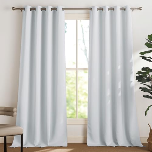 PONY DANCE ösenrollo vorhänge wohnzimmer 2er set wärmeisolierend blickdicht 260x140 cm grau-weiss