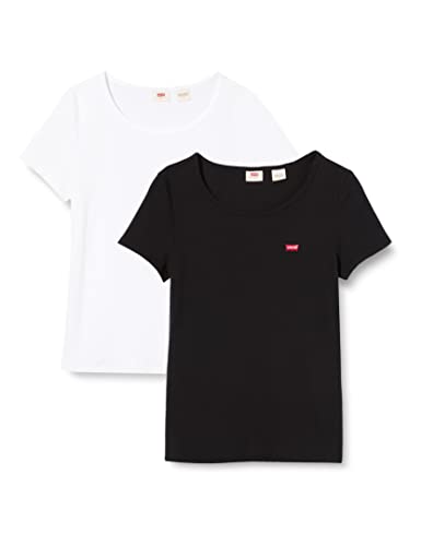 levi's damen 2-pack t-shirt weiß und mineral schwarz, größe m