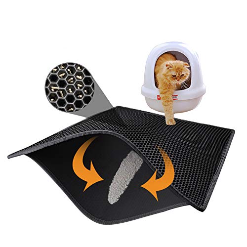 Katzenklo Matte wasserdicht, Katzenstreu Unterleger Bienenwabe Schwarz 76x61 cm