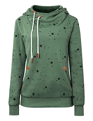 damen kapuzenpullover cassiecy winter langarm hoodie sweatshirt mantel dunkelgrün M