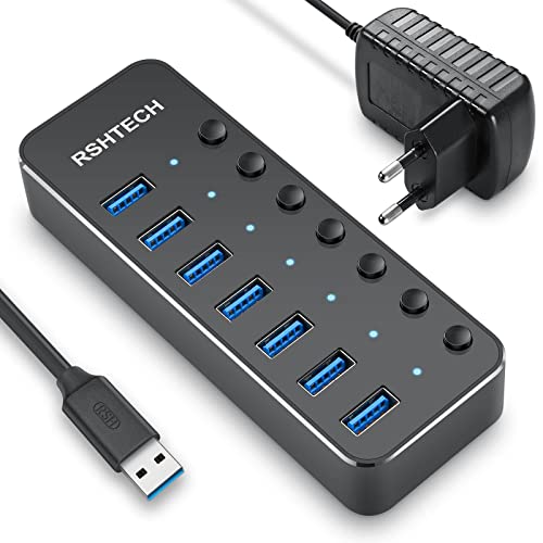 rschtech usb hub aktiv 3.0 mit netzteil, 7 ports, aluminium, rsh-518-2