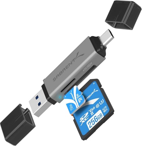 sabrent sd micro sd kartenleser usb typ c 3.2 gen 1 externe otg adapter 5gbps