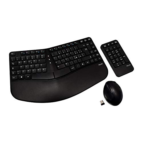 v7 ergonomische tastatur-maus kombination, kabellos, schwarz