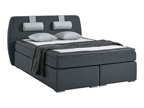 boxspringbett atlantic home collection rex 140 x 200 cm dunkelgrau mit topper und nackenkissen