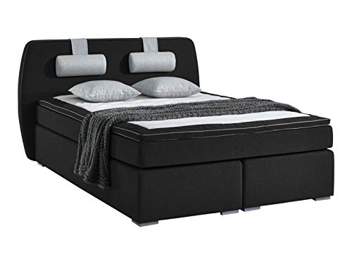 boxspringbett atlantic home collection rex 140 x 200 cm mit topper und nackenkissen schwarz