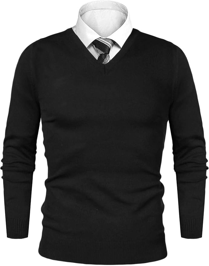 iClosam Herren Pullover Winter Strick Einfarbig Warm Schwarz XXL