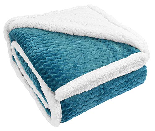 catalonia classy sherpa decke flauschige fleece decke türkis 150x130cm für couch und bett