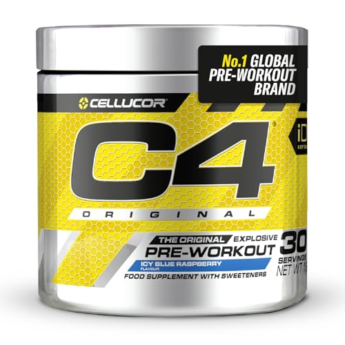 pre-workout booster c4 original - koffein beta-alanin kreatin-monohydrat, icy blue razz, 30 portionen