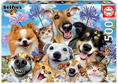puzzle für erwachsene 500 teile  hunde und katzen selfie, educa tierpuzzle