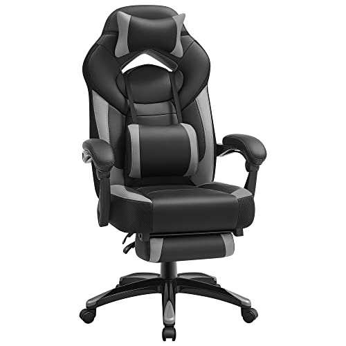 songmics gaming-stuhl grau-schwarz bis 150 kg, obg77bg