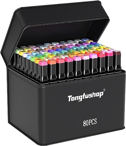 alkohol marker set 80 stifte schnell trocknend doppelseitig mit abstandshaltern - tongfushop