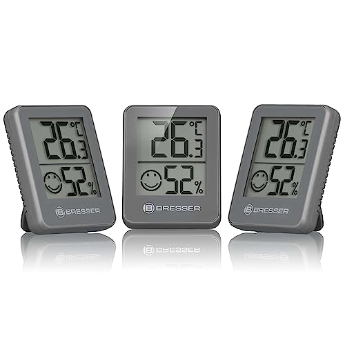 Bresser 3er Set Digitales Thermometer Hygrometer für Innenraum und Kühlschrank