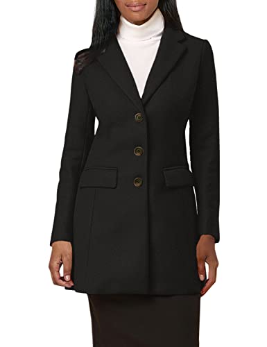 Produktbild: allegra k damen wollmantel wintercoat schwarzer revers knopf L