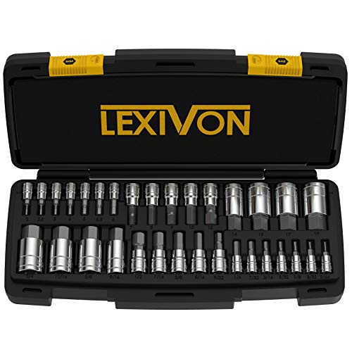 lexivon 32-tlg. sechskant-bitsatz, metrisch & sae, s2 stahl, 1/4", 3/8", 1/2" antrieb