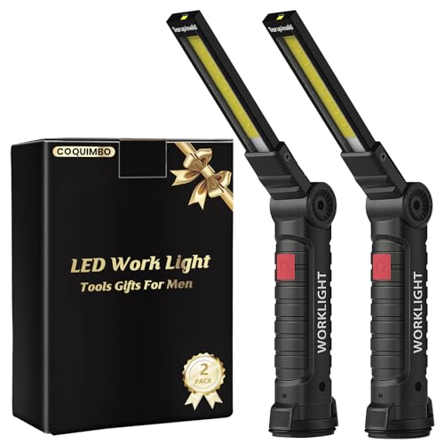 coquimbo led arbeitsleuchte, werkstattlampe, taschenlampe mit magnet und hak, 2er pack schwarz