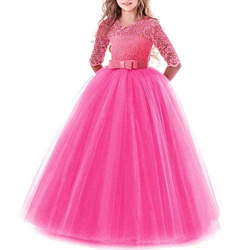 ibtom castle brautjungfer kleid für mädchen schmetterling hochzeitskleid rosa 13-14 jahre