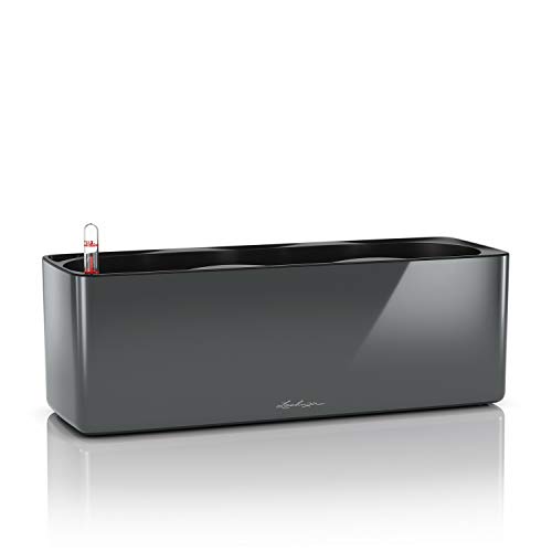 lechuza cube indoor blumentopf anthrazit hochglanz 40cm x 14cm x 13,5cm