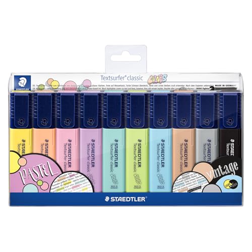 Textmarker STAEDTLER 364 CWP10, Set mit 10 Farben, Pastell und Vintage