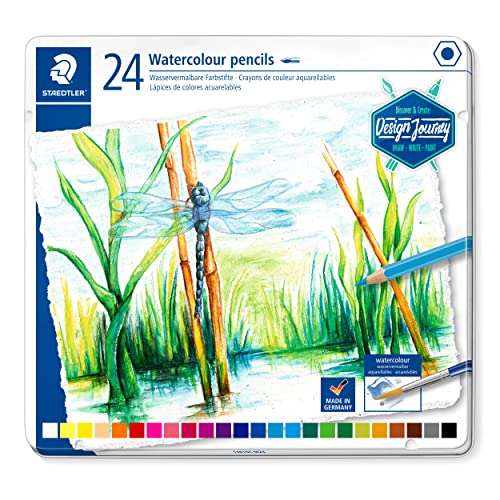 staedtler wasservermalbarer buntstift m24 24 farben im metalletui für aquarelleffekte