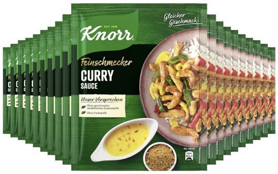 knorr curry sauce 19x 250ml paket für 16,87 euro statt 25 euro