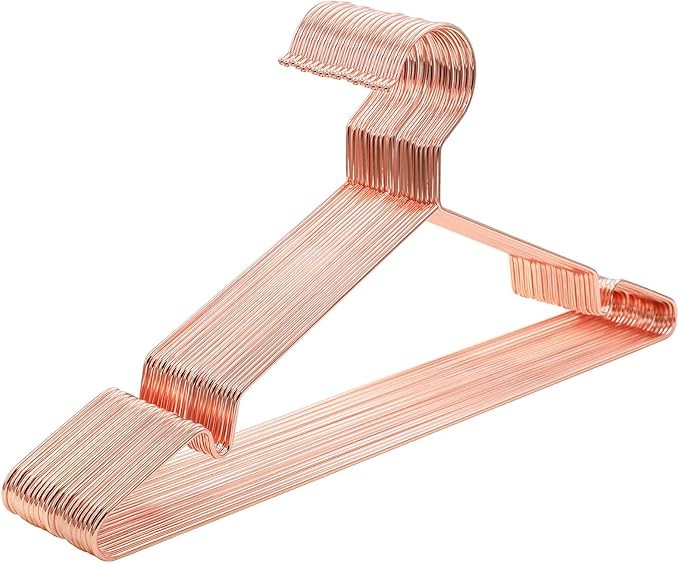 Kleiderbügel aus Metall, 20 Stück, 42 cm, verchromt, rostbeständig, Rosgold