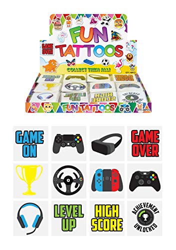 gamer mini tattoo aufkleber henbrandt, assortiertes set mit 12 motiven
