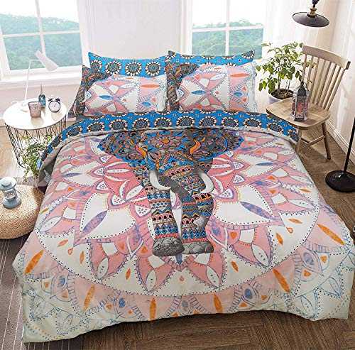 sleepdown elefanten mandala bettwäsche set wendbar antiallergisch weich king-size