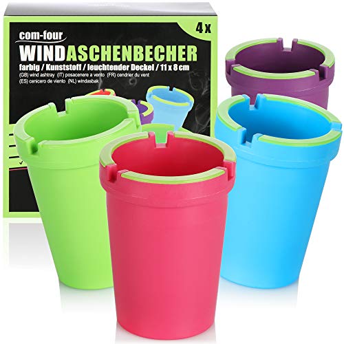 aschenbecher für draußen 4x windaschenbecher sturmaschenbecher  8 cm lila rot blau grün