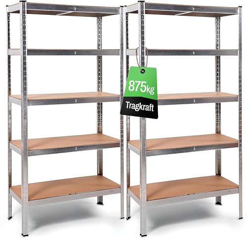 ondis24 metalregal 2er set 90x40x180 cm lagerregal bis 875 kg belastbar silber