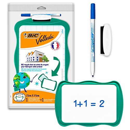 Produktbild: whiteboard bic velleda recycled 21x31cm mit stift und wisser