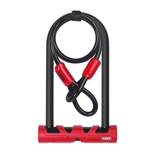 Produktbild: abus bügelschloss ultimate 420 mit us-halter und sicherungskabel cobra 10/120 schwarz rot