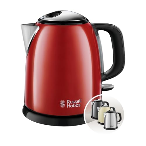 wasserkocher klein 1 l russell hobbs edelstahl rot 2400 w