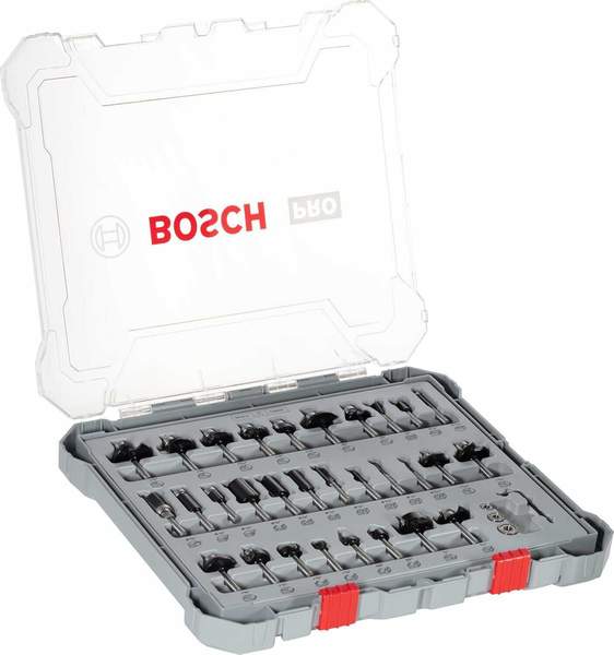 bosch professional fräser set 30tlg für holz mit 1/4 zoll schaft 109,50