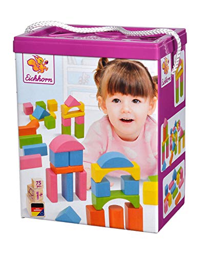 Produktbild: eichhorn 75 pastellfarbene holzbausteine in aufbewahrungsbox, buche, ab 1 jahr