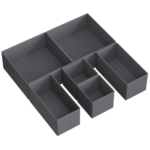 songmics schubladen organizer 6er set aufbewahrungsboxen für unterwäsche socken krawatten schiefergrau