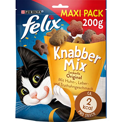 felix katzensnacks knabbermix mit huhn, leber- und truthahngeschmack, 5 x 200 g