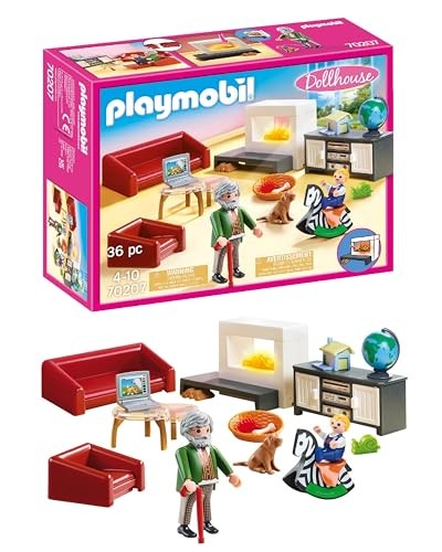 PLAYMOBIL 70207 Dollhouse Wohnzimmer mit Lichteffekt, ab 4 Jahren
