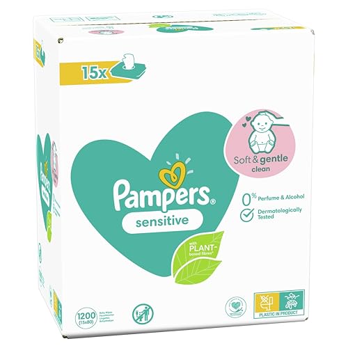 pampers sensitive feuchttücher 1200 stück, duftfrei, sanfte reinigung