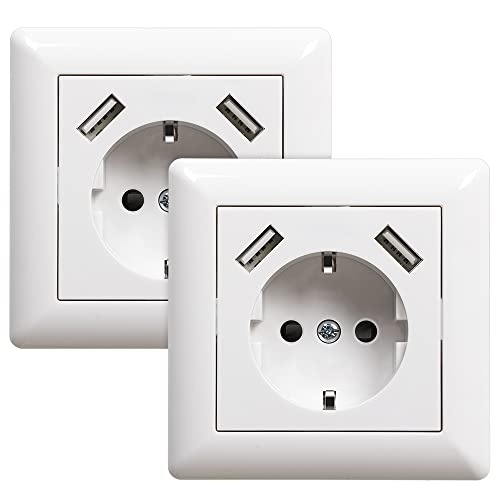 sasudose unterputz steckdose mit usb anschluss 3.4a schuko weiß system 55