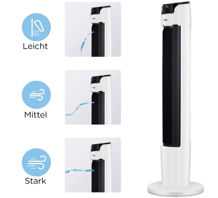 midea turmventilator fz10-16ar mit fernbedienung für 69,99 euro statt 90 euro