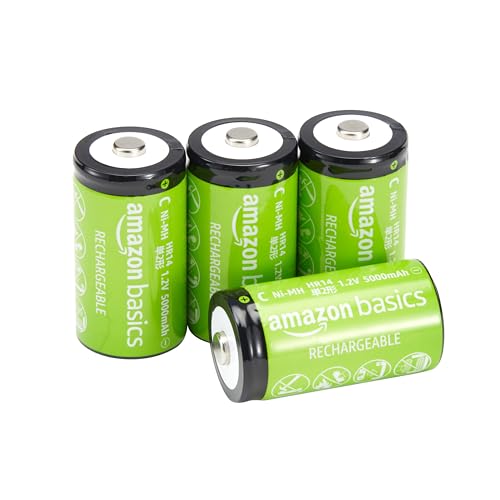 NiMH-Akkus Typ C Babyzellen 5000 mAh wiederaufladbar 4 Stück von Amazon Basics