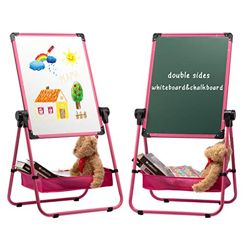 doeworks kinder staffelei, magnetisches whiteboard, höhenverstellbar, rosa