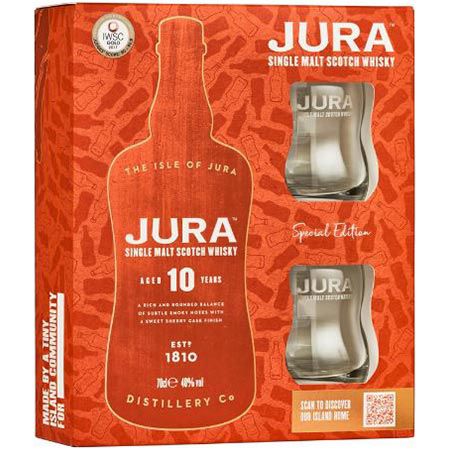 jura single malt whisky 10 jahre 0,7l inkl. zwei gläser, design 2022