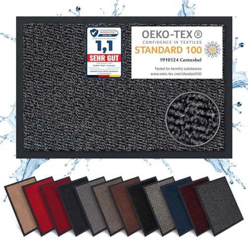 carpet diem schmutzfangmatte fußmatte 80x120 cm rutschfest anthrazit-schwarz