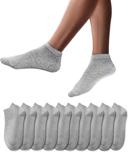 Produktbild: Sneaker Socken Herren Damen 10 Paar Baumwolle Kurz Unisex (Grau, 35-38)
