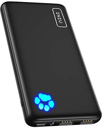 iniu power bank 10000mAh ultra slim, usb c, externe akku für iphone, samsung, huawei