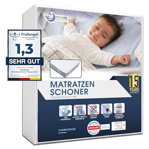 Entdecken Sie den Dreamzie Matratzenschoner 70x140: wasserdicht, atmungsaktiv und Oeko-TEX zertifiziert. Perfekter Nässeschutz für ein gesundes Baby-Schlafklima.