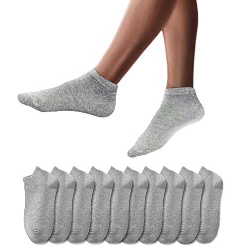 sneaker socken herren damen 10 paar halbsocken baumwolle unisex grau 39-42