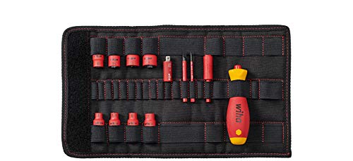 wiha schraubendreher set 14-tlg mit steckschlüsseleinsätzen slimvario electric inkl falttasche