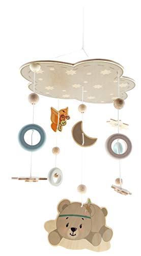 Hess Holzspielzeug 10273 Bär, handgefertigt, Holz, Aufhängung für Bett/Wickelkommode, 32x50 cm